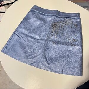 Blue faux leather mini skirt